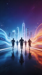 五位运动员夜跑