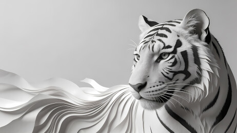 白色老虎威严静立