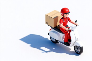 快递骑手等距风物流主视觉