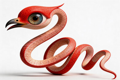 鸟头蛇身创意广告设计的数字插画艺术