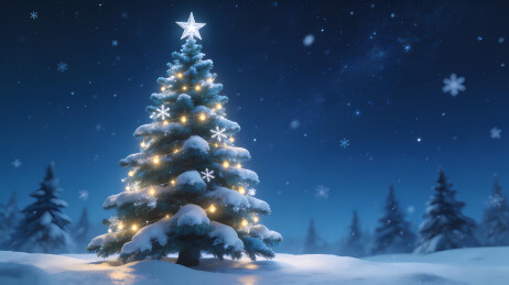 雪夜圣诞树灯饰