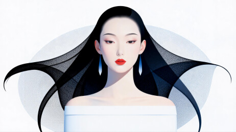 创意时尚美女模特的数字插画艺术