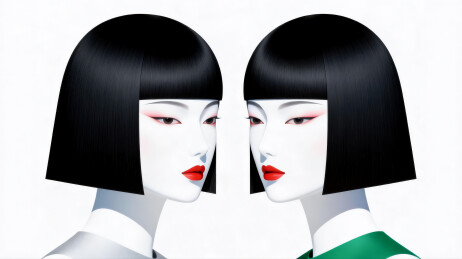 创意时尚美女模特的数字插画艺术