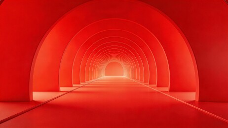 红色拱形隧道空间设计