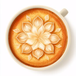 精美拉花的咖啡杯