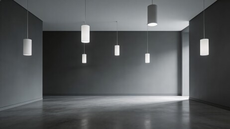 现代简约空房间悬挂灯具