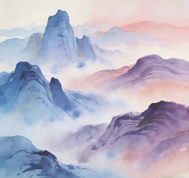 国风青山云峦图景