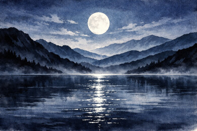 月升湖岭夜景