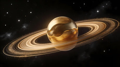 土星环闪耀在星空