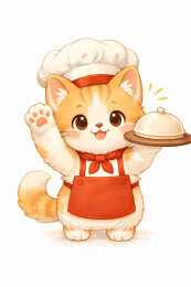 外卖盒上的猫厨师