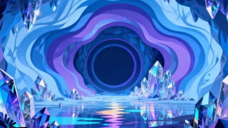 水晶洞穴中的神秘光漩涡