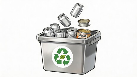 回收箱内金属罐回收场景