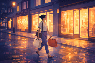 夜间商圈提袋回家