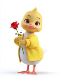 小鸭手捧红玫瑰