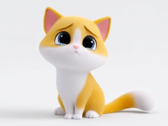 卡通小猫咪难过流泪