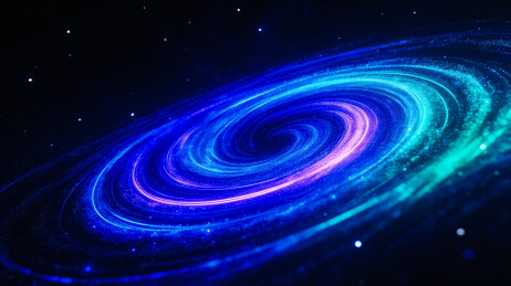 彩色螺旋星系与星空