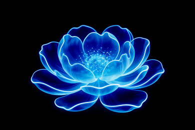 蓝色霓虹莲花插画