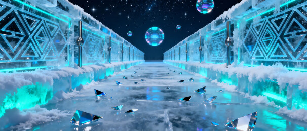 科幻冰廊星空璀璨