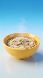 热汤面配葱花肉片