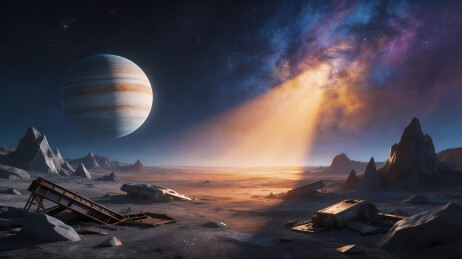 荒凉外星地貌与璀璨星河