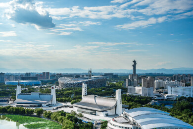 北京奥运场馆 水立方 奥林匹克塔全景图