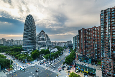 中国北京 望京 SOHO 现代建筑 城市天际线