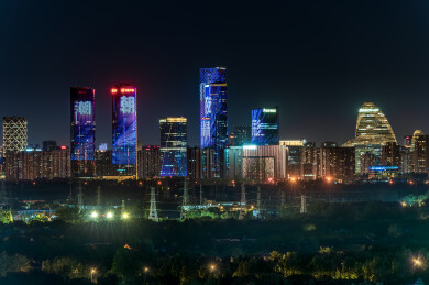 北京望京 CBD 繁华夜景 现代都市商业建筑天际线