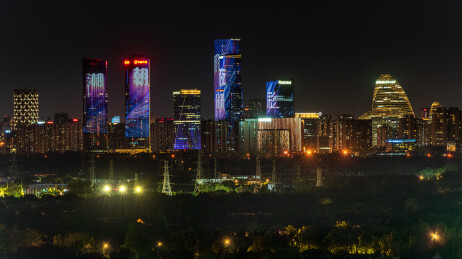 北京望京 CBD 繁华夜景 现代都市商业建筑天际线