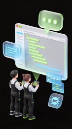 两名技术人员协作调试代码与报错信息