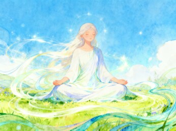 自然灵性治愈系少女插画 绿调风与光二次元