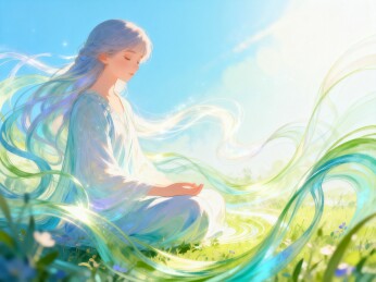 自然灵性治愈系少女插画 绿调风与光二次元