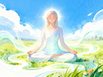 自然灵性治愈系少女插画 绿调风与光二次元