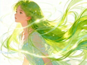 自然灵性治愈系少女插画 绿调风与光二次元