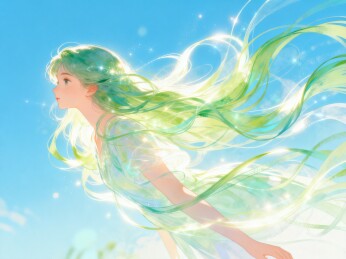 自然灵性治愈系少女插画 绿调风与光二次元