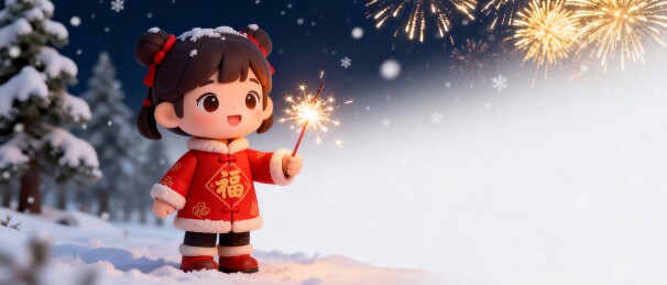 新年福娃3D卡通春节国潮背景