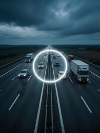 高速公路上的车辆与光环