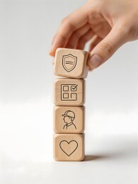 手叠木块图标寓意安全与关爱