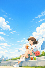 晴空露台冰茶女孩