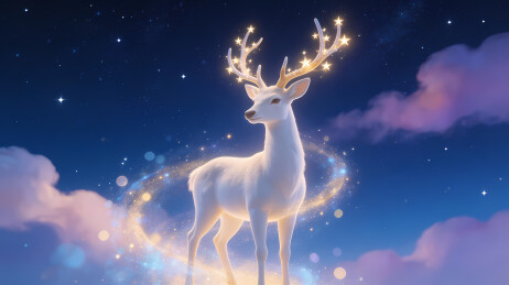 金色神鹿夜空幻境