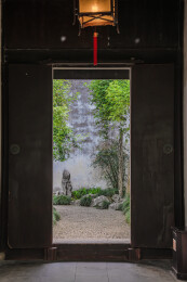 苏州园林艺圃中式庭院春天新绿