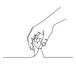 大手拉小手爱心一笔画