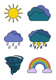 气象天气预报符号矢量插画集合