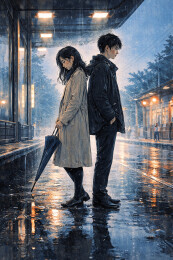 夜站双人背影
