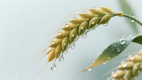 小满节气雨后麦穗晶莹剔透展现传统农事美