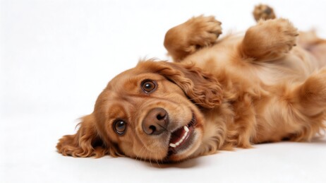金毛犬仰卧卖萌