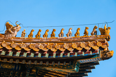 北京故宫博物院太和殿屋脊兽特写