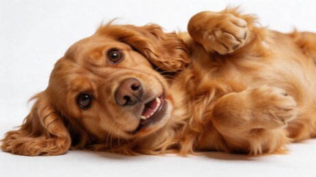 金毛犬仰卧卖萌