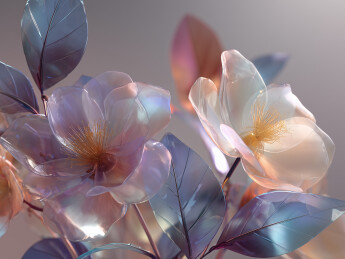  3D透光玻璃花叶优雅背景   