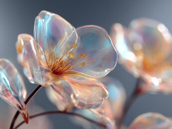  3D透光玻璃花叶优雅背景   