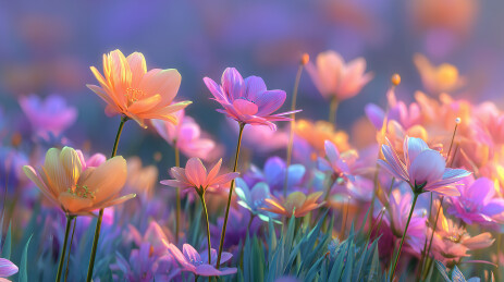  3D透光玻璃花叶优雅背景   